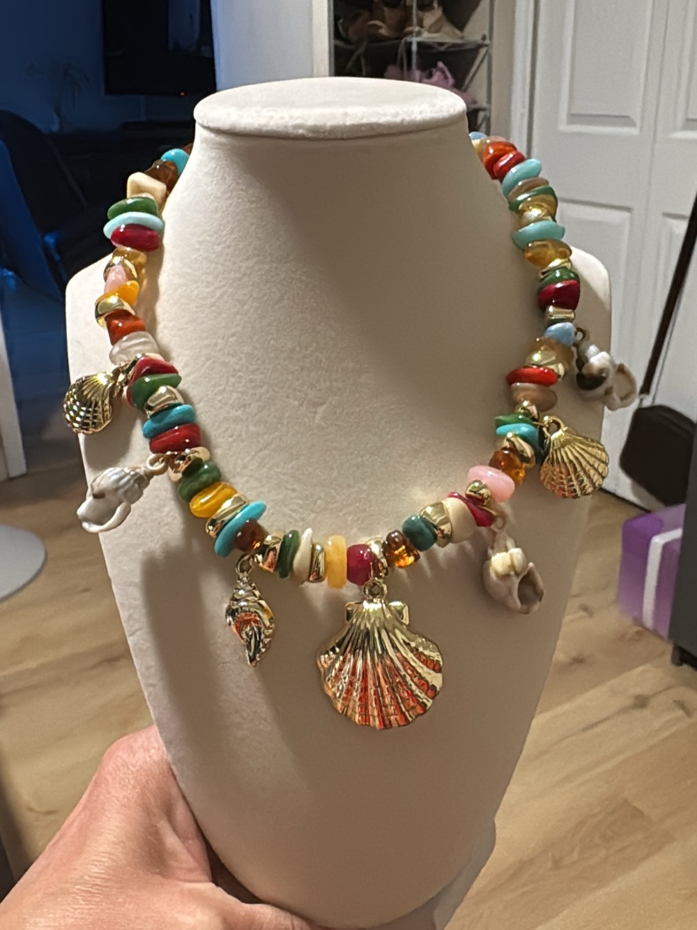 Colorful Shell Charm Beaded Necklace - Multicolor